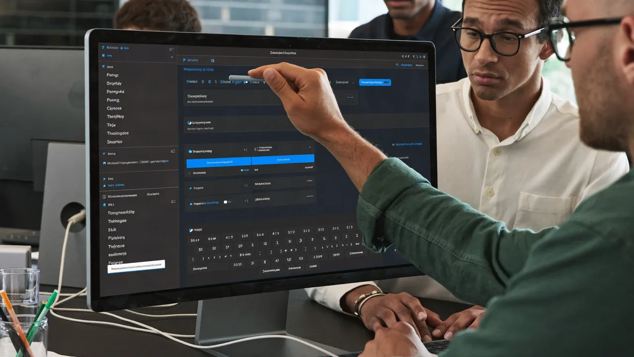 Employee testing a new internal app while a developer observes